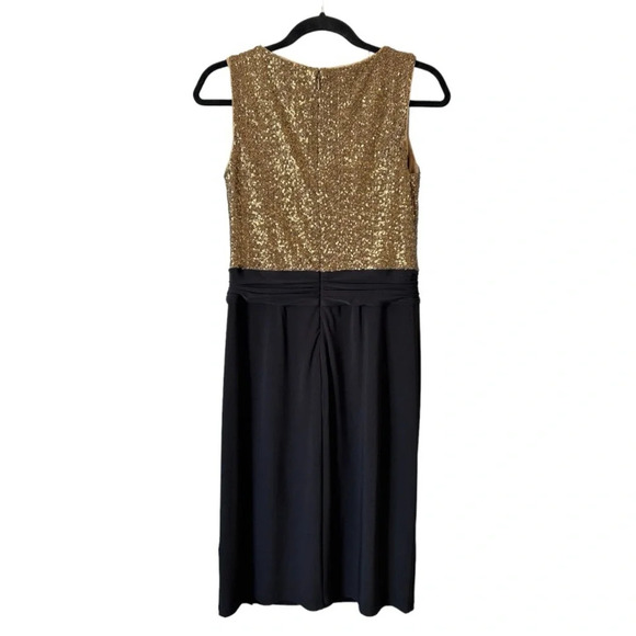 Lauren Ralph Lauren Women’s Size 6 Dress Brass Tone Sequin Faux Wrap Skirt Party - Picture 2 of 9